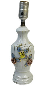 Vtg 60s Shabby Chic Regency Capodimonte Floral Porcelain Small Vanity Lamp