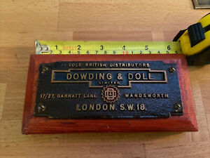 Vintage Industrial Sign Dowding Doll Ltd London Sw8 Heavy Brass Sign