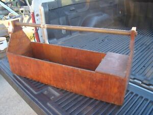 Primitive Wooden Handmade Tool Tote Carrier Country Christmas Table Center Piece
