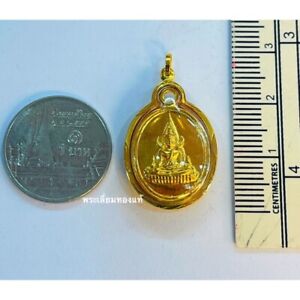 Thai Amulet Buddha Chinnarat Pendant 18k Pendant Real Gold Frame Waterproof 07