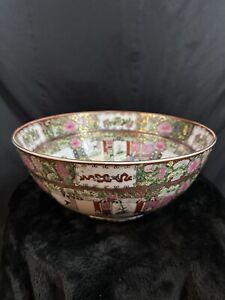 Large Chinese Porcelain Bowl Famille Rose 14 D 6 H At Least 10k Brush Strokes