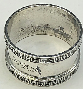 Antique Sterling Silver Napkin Ring With Greek Key Border 1 Wide Item 19