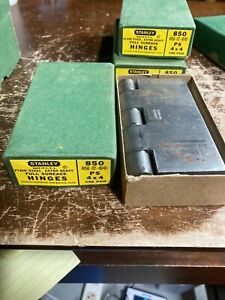 Vintage Nos Stanley Door Hinges Full Service 4 X 4 850 Pair Plain Steel Usa