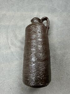 Antique Brown Glazed Redware Bottle Soda Jug Pottery Primitive Crock 8 1 2 