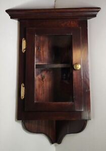 Vintage Solid Wood Hanging Corner Cabinet W Glass Door