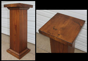 Antique Solid Pine Wood Mission Arts Crafts Square Plant Stand Table 28 5 H