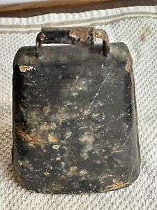 Primitive Cowbell Folded Rivited Steel With Original Cast Iron Clapper