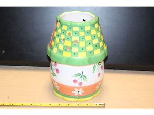 Ceramic Candle Light Lamp With Shade Colorful Springtime Country Decor