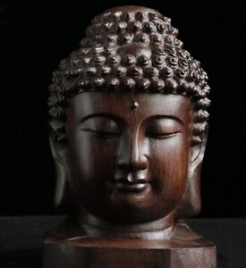 6 5 Carved Wood Tibetan Buddhism Sakyamuni Buddha Head Statue