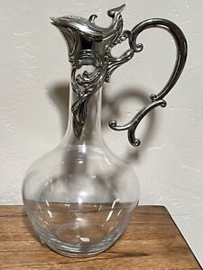 Vintage Glass Ornate Silver Plated Claret Wine Water Decanter Pitcher Hong Kong