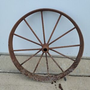 24 Antique Vintage Steel Spoke Wagon Wheel Plow Cart Implement Farm Decor