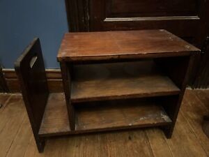 Antique 24 Wood Record Cabinet Bench Book Magazine 45rpm Lp Holder Shelf Vtg