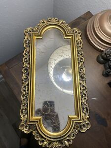 Vintage Gold Metal Frame Wall Mirror Ornate Octagon Mcm Hollywood Regency Mirror