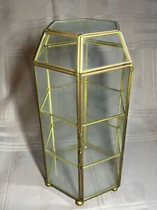 Vintage Six Sided Brass Curio Display Cabinet 11 
