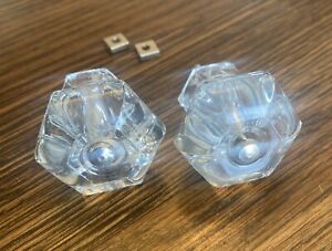 2 Antique Vintage Clear Glass Crystal 6 Sided Cabinet Knobs Drawer Pulls 1 1 2 