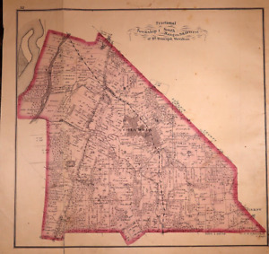 1875 Map Columbia Twp 1 S Range 7 W Monroe Co Illinois 17x17 008