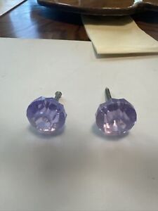 2 Vintage Lavender Glass Knobs Preowned Free Shipping