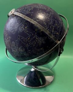 Rand Mcnally 12 Rare Vintage 1960 Celestial Globe With Chrome Base Astrology