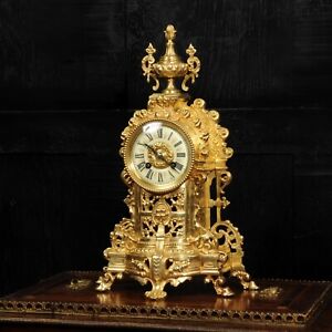 Antique French Louis Xv Gilt Bronze Clock