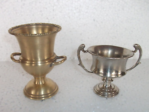 2 Pc Vintage Brass Solid Different Tournament Handcrafted Trophy Cup