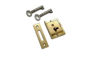 Half Mortise Lock Furniture Cabinet Lock Petite Box Lock Solid Brass 2 Keys