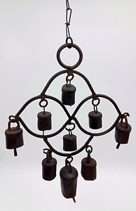 Wrought Iron Cow Bells Wind Chime Primitive French Country Farmhouse Decor