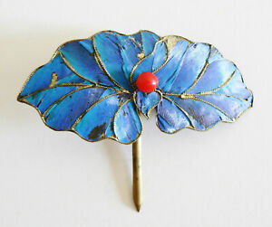 Qing Dynasty Kingfisher Feather Hair Pin Chinese Coral Antique Tian Tsui 