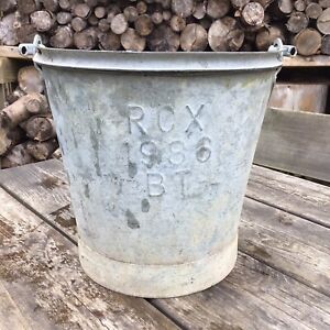 Old Vintage 9 5 Rcx 1986 Bt Galvanised Metal Bucket Planter Watertight