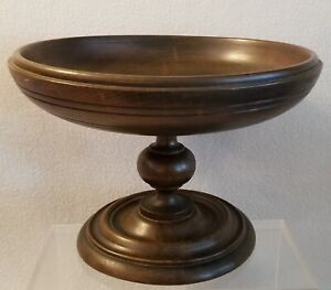 Antique Turned Treen Ware Walnut Compote Tazza 6 Tall Great Old Patina Finish