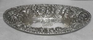 Stieff Oval Bon Bon Dish Bowl Hand Chased Repousse 101 Sterling Silver C 1920s