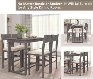 5 Piece Counter Height Dining Set Classic Elegant Table And 4chairs In Espress