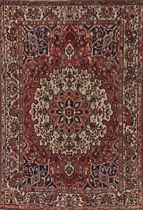 Vintage Bakhtiari 8 X12 Geometric Area Rug Wool Hand Knotted Tribal Carpet