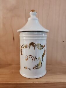Antique French Porcelain Opium Apothecary Jar W Lid 6 5 Tall