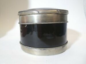 Vintage Sterling Silver Trinket Box Redware Clay With Black Enamel