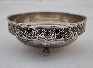 Antique Silver Bowl With Deco Celtic Motif Read