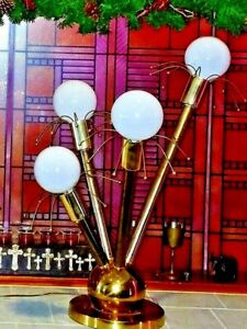 Rare Mid Century Modern 4 Bulb Eames Era Industrial Atomic Table Or Bar Light