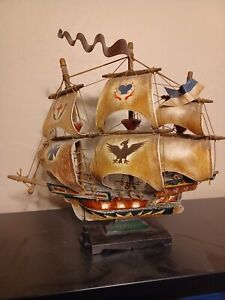 Handcarved Antique Mayflower Ship Model