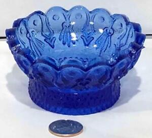 Cobalt Blue Lacy Glass Heart Tassel Round Salt Cellar Rd 28 C 1840