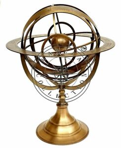 18 Large Fully Brass Armillary Sphere Engraved Nautical Astrolabe World Globes