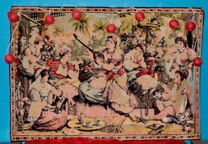 Vintage Gypsy Orientalist Tapestry Italy Large 50 X 70 Wall Art Or Carpet