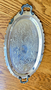Silver Plated Oval Serving Dish With Handles Flat Ca 9in X 5 75