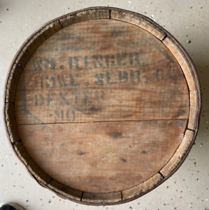 Antique Wm Ringer Hdwe Slbr Co Wooden Nail Keg Barrel Dexter Mo 17 X 10 Decor