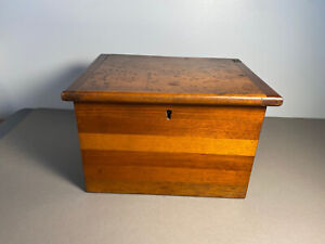 Antique 19th C Mixed Wood Box Lid Breadboard Ends Till Personal Letter Writing