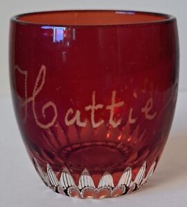 Ruby Red Flashed Glass Hattie 1902 Small Cordial Glass Souvenir Antique