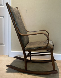 Antique Walnut Rocking Chair Bentwood Arms 