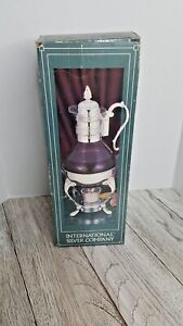 Vintage New International Silver Company Coffee Carafe Warmer 8 Cups Candle Cup