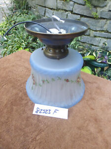 Vintage Antique Victorian Hand Painted Glass Flush Mount Light Fixture 82523 F
