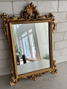 Vtg Italy Gold Gilt Ornate Wall Mirror Florentine Baroque Tuscan Signed Read