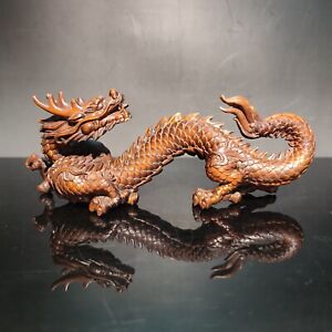 6 3 Wooden Carved Ornament Chinese Dragon Statue Woodwork Loong Sculpture Decor