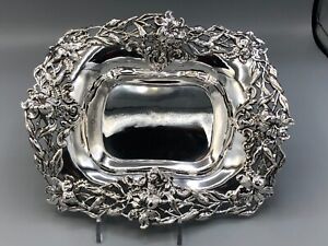 Beautiful Redlich Co Sterling Silver Bowl 8 5 X 7 Beautiful Floral Border